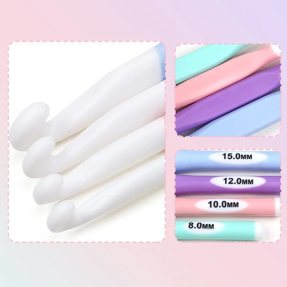 4Pcs Large Crochet Hooks Set Ergonomic Non-Slip Crochet Hooks for Beginners Crochet Hook Extra Long Plastic Crochet Needles