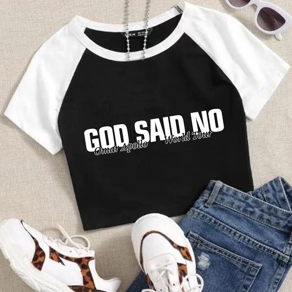 

Omar Apollo God Said No Tour 2024 Crop Tops T-Shirt Girls Music Fans Gift Casual Fashion Super-short O-Neck Short Sleeves