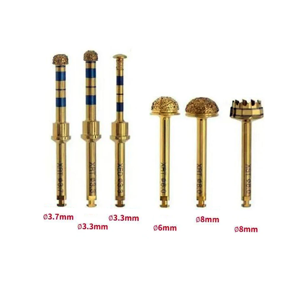 1 Set Dental Lab Diamond Gold Coated Implant Membrane Lateral Approach Reamer Bur Bone Shape Sinus Lift Kit