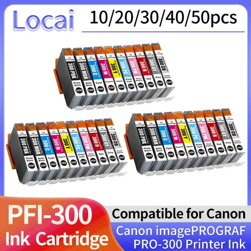 10pcs/20pcs/30pcs PFI-300 PFI300 Premium Color Compatible Printer Inkjet Ink Cartridge for Canon imagePROGRAF PRO-300 Printer