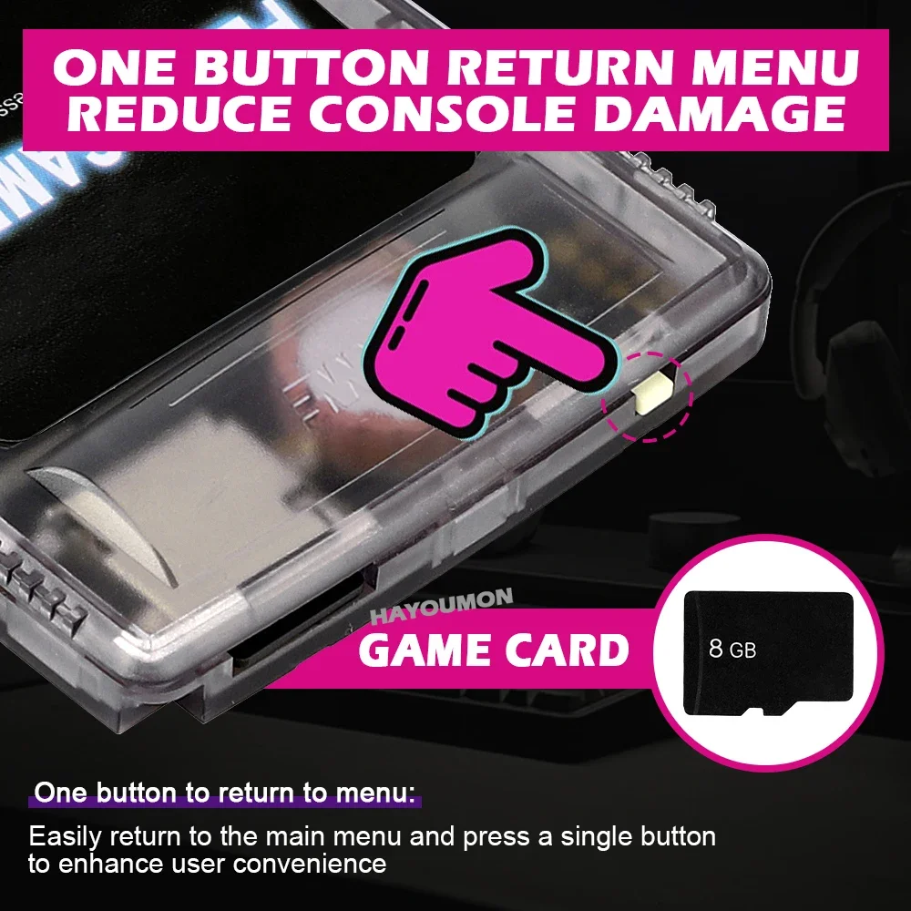 صندوق ألعاب متعدد الوظائف بـ 3 ألوان لخرطوشة ألعاب Edgb Gameboy Color Game Boy GB GBC مع بطاقة TF تدعم مع 2000 لعبة