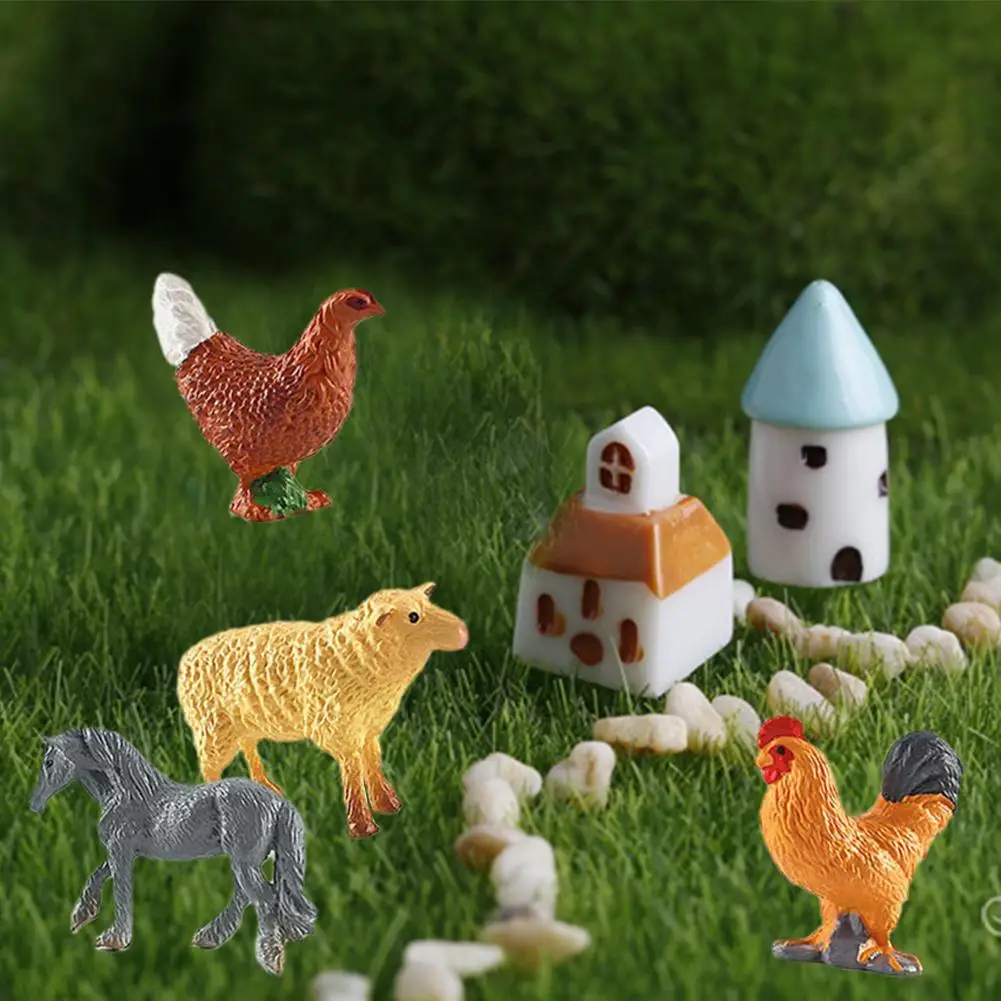 12 pezzi Set Mini bambole da fattoria simulato modello di bambola animale da fattoria giocattoli fattoria lavabile granaria animale Action Figure per la decorazione della torta