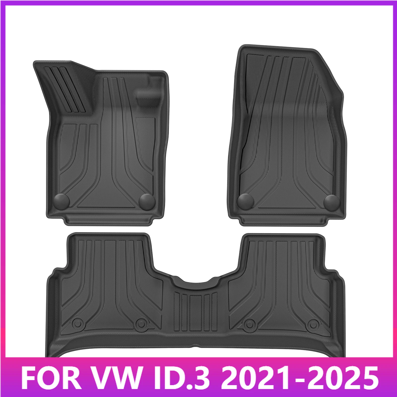 

Floor Mats for VW ID.3 ID3 2021-2025 Car Floor Mats Cargo Liner Trunk Pad TPE 3D Foot Mat Odorless Tray Set Black