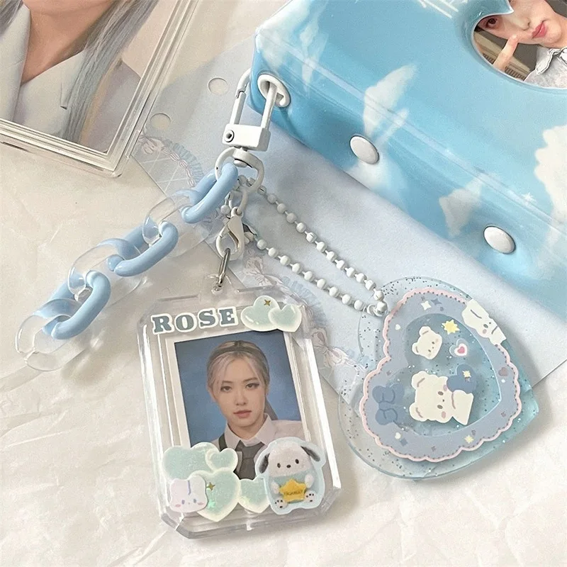 Cute Acrylic Card Cover Keychain Card Cover Idol Photo Sleeve Decoration Transparent Card Bag Key Chain Multicolor Universal DIY