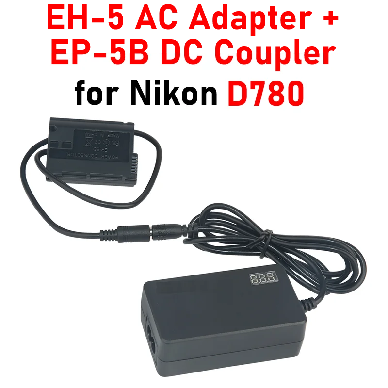 D780 Power Supply EH-5 LED AC Adapter + EP-5B DC Coupler for Nikon D780 AC Power Adapter Kit