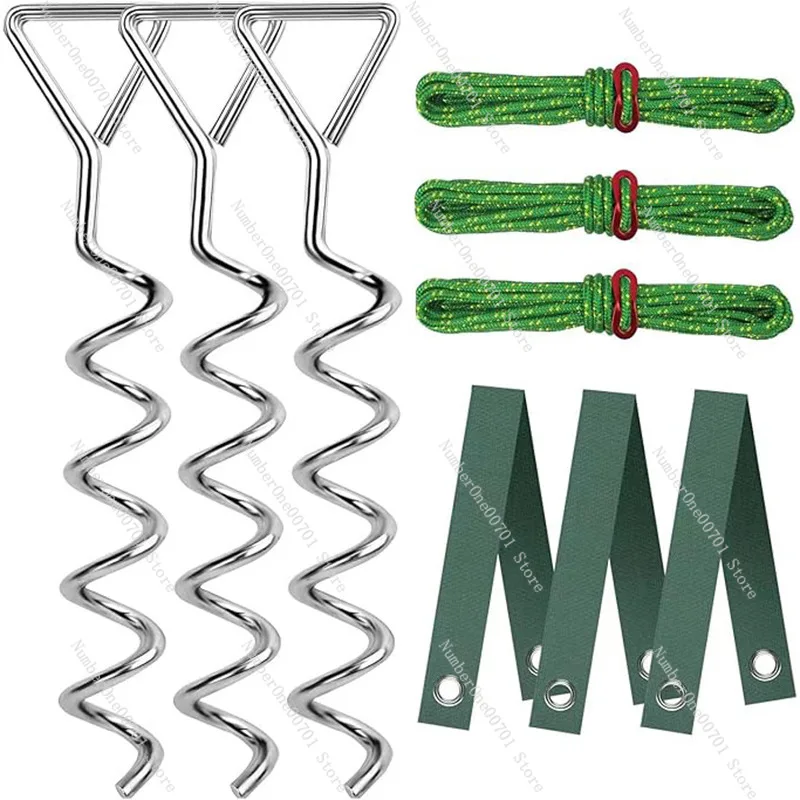 Heavy Duty Earth Screw Anchoring System, Spiral Ground Stakes for Tree Stump & Structure