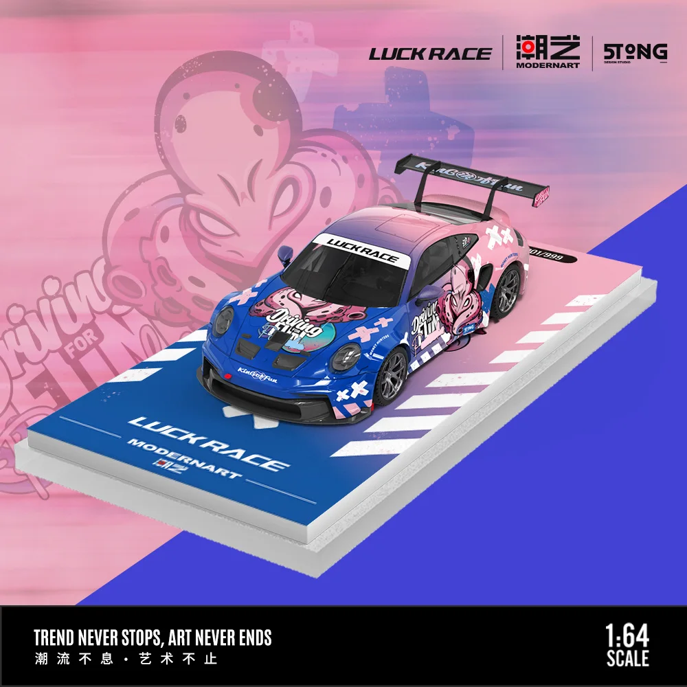 ModernArt 1:64 LUCK RACE 911 GT3 Legierungsdruckguss-Modellautos für Hobby, Sammlerstücke, Ausstellung und Geschenk