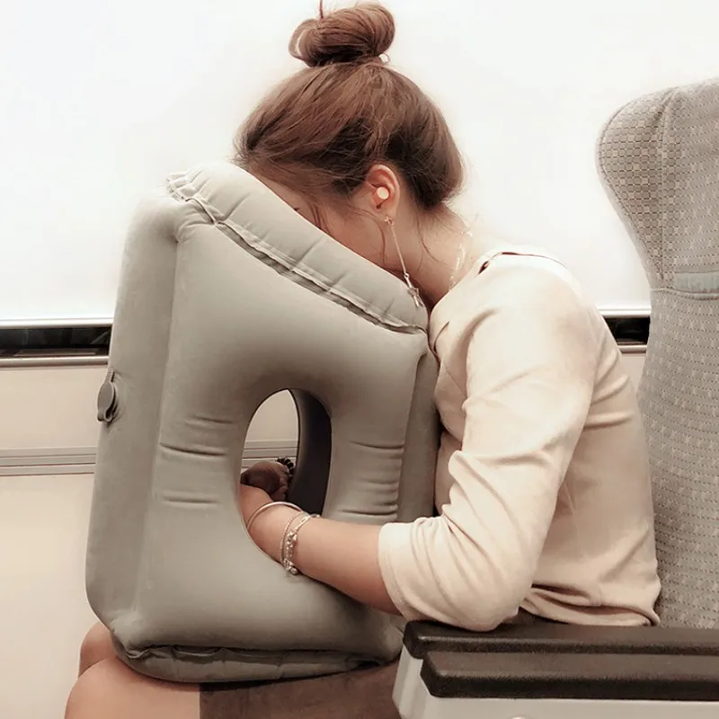 

Inflatable Travel Pillow Portable Air Cushion Headrest Chin Support Cushions for Car Plane Railway Office Rest Neck Nap Pillows