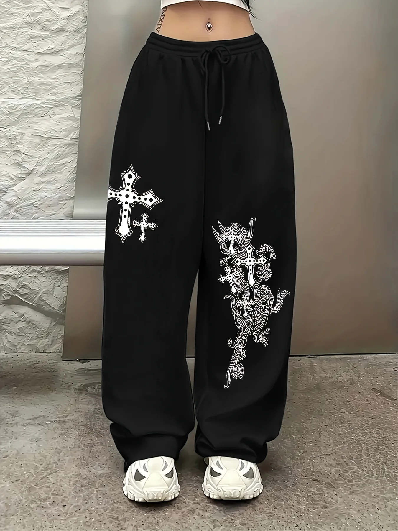 

Модный и универсальный дизайн с рисунком и принтом, повседневные, энергичные и спортивные широкие свободные прямые длинные брюки