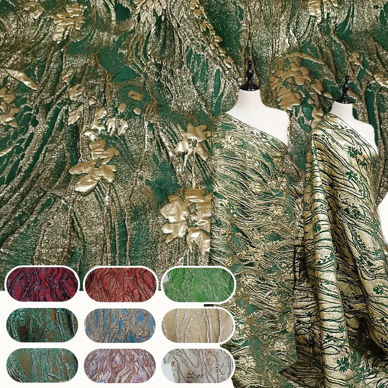 

5M Luxury Metallic Brocade Fabric 3D Embossed Jacquard Fabric European Court Style Textured Fabric for Evening Dress Coat Sewing