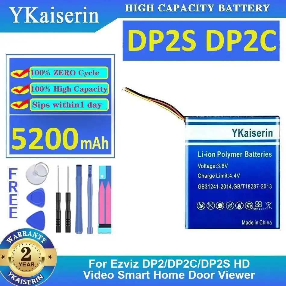 

DP2S DP2C для Ezviz DP2 DP2C DP2S HD видео умный домашний дверной просмотрщик 5200 мАч быстрая зарядка аккумулятор для видеодомофона высокой емкости