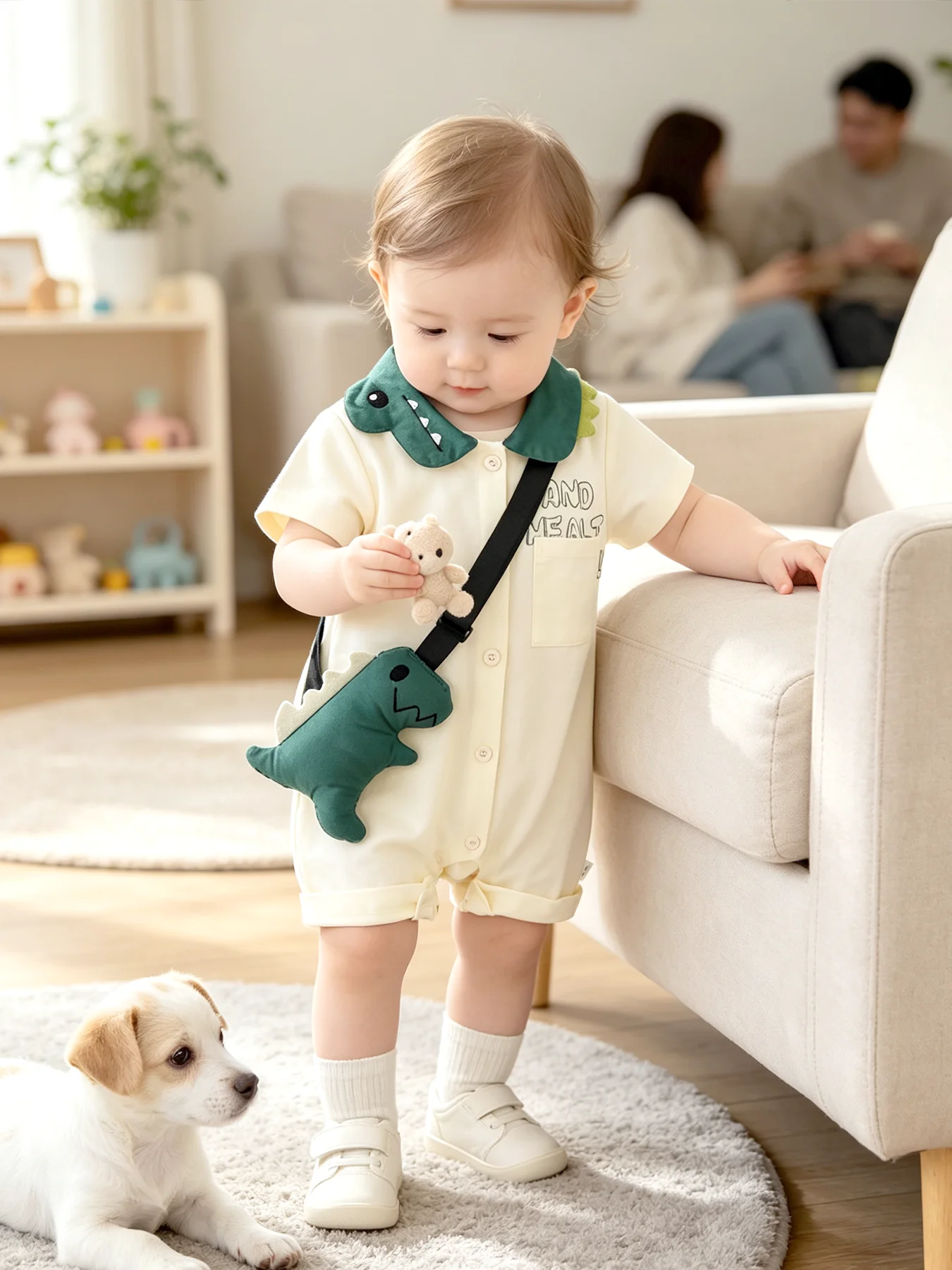 Baby-Mädchen-Strampler mit Dinosaurier-Print – Frühlings-/Sommerkleidung für Baby-Mädchen, 0–12 Monate, niedliche Freizeitkleidung für Ausflüge – Detail 9