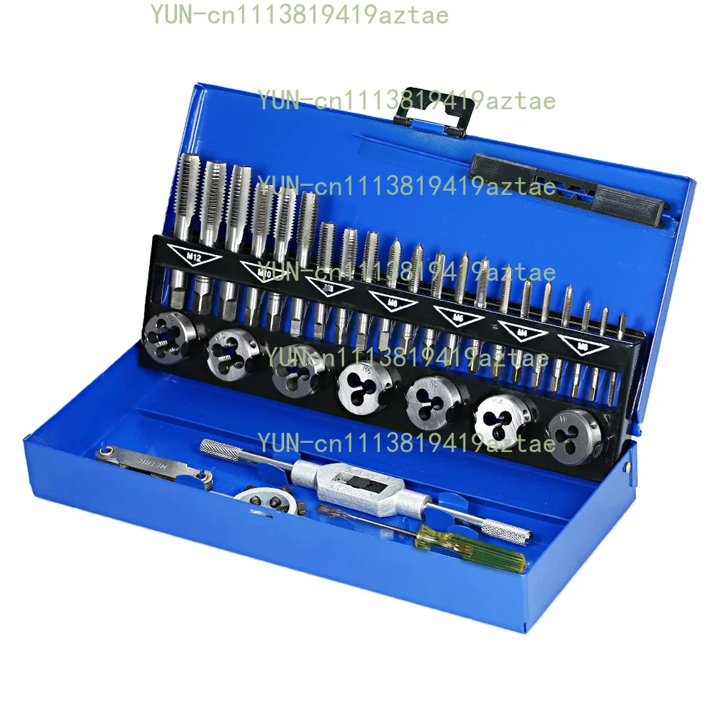 32PCS Metric Tap and Die Set M3-M12 Tungsten Carbide Thread Making Bit Wrench Cut Hand Threading Tool for Metal Working