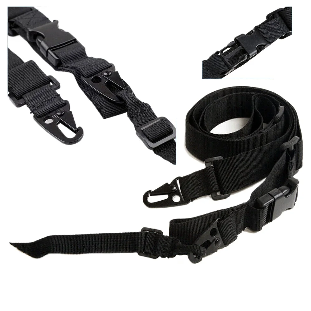 3 Point Sling Rifle Gun Black Adjustable Strap Tactical Quick Detach QD Mount