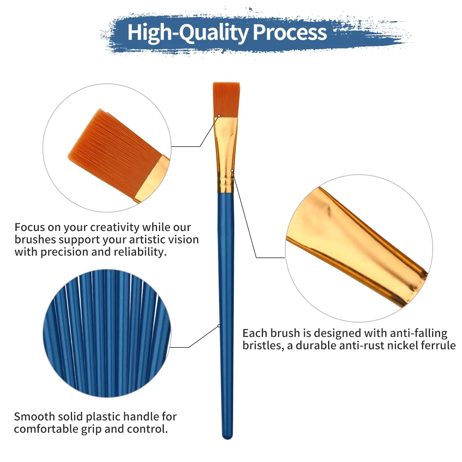 10Pcs Plastic Short Rod Art Painting Watercolor Gouache Oil Brush Multi-color Multi-functional Nylon Hair Paint Brush Artist Set