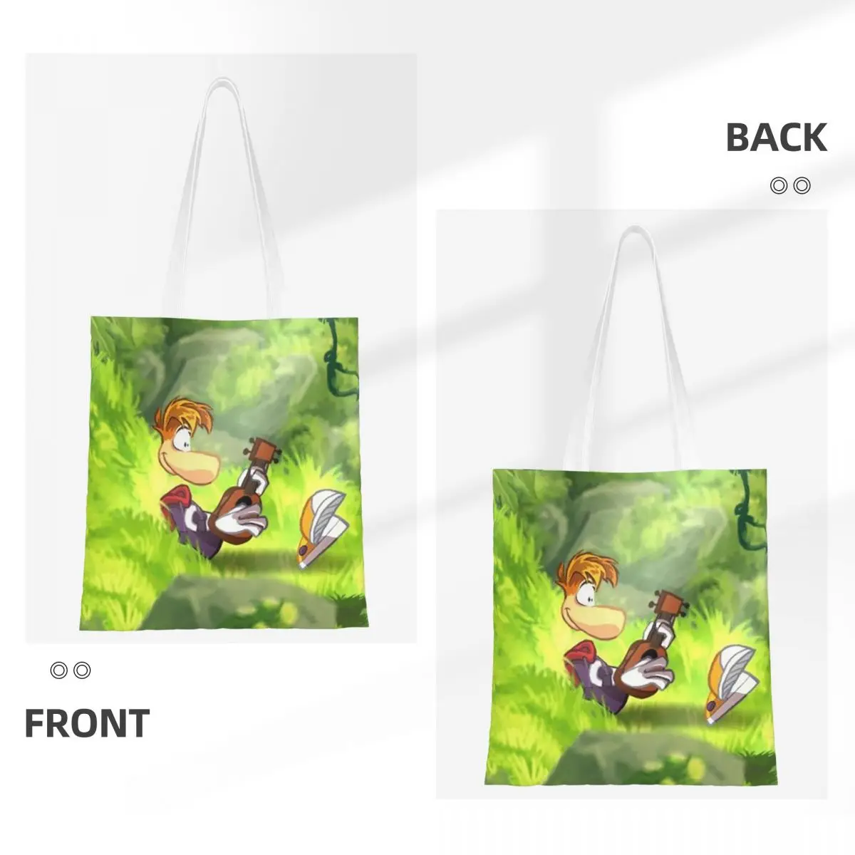 Cartoon Games Rayman Legends  Shopping Bags Ladies Canvas The Tote Bag Folding Women Shoulder Tote Travel Handbag