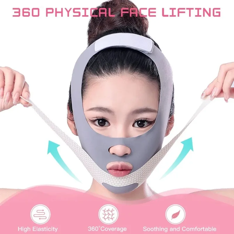 قناع جديد لشد الوجه على شكل حرف V، شريط تنحيف الوجه/حزام شد الذقن المضاد للتجاعيد لشد الوجه لإزالة الذقن المزدوجة/الطيات الناسولابية #3