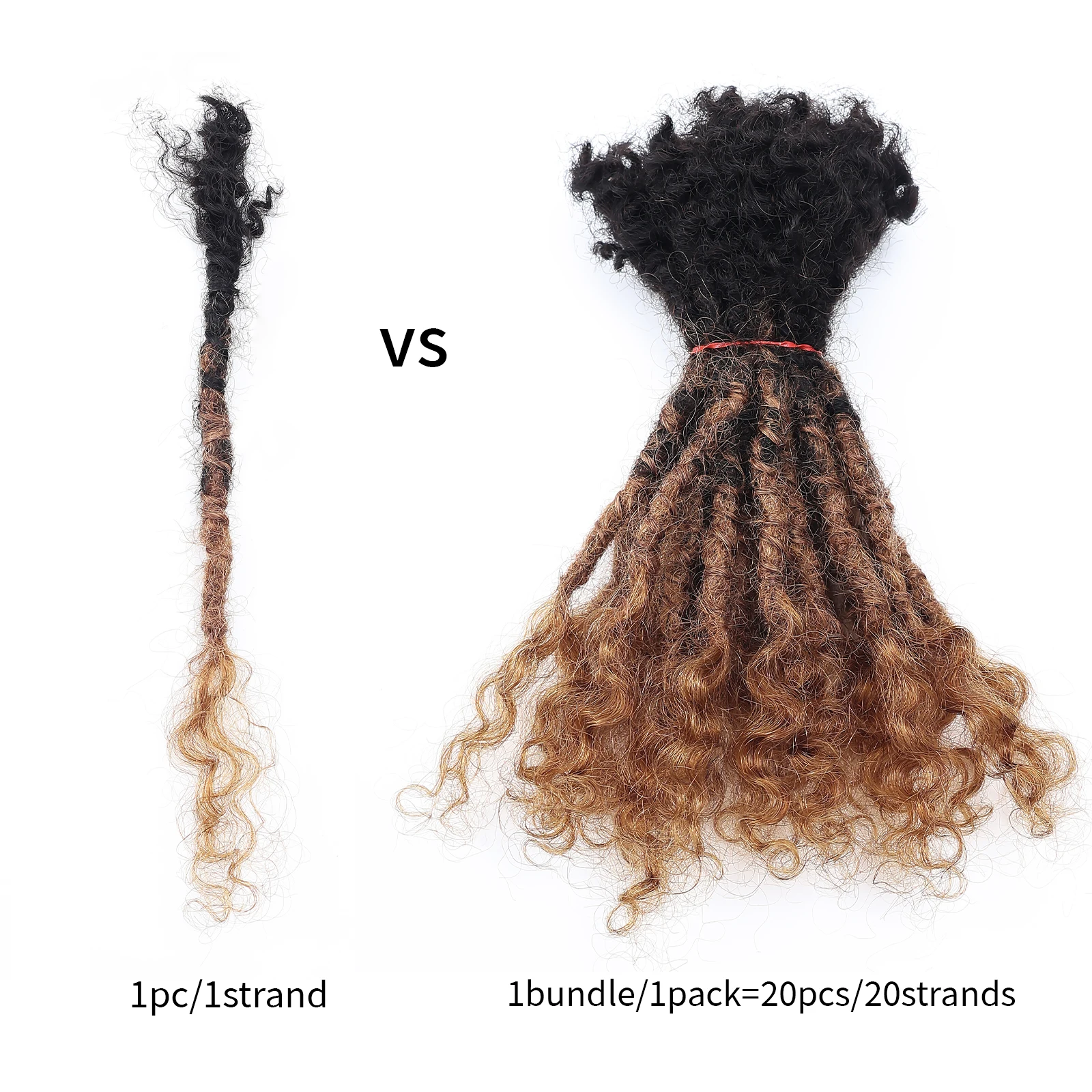 20 unidades/paquete ANNA 6-30" 0,8 cm #   Extensiones de cabello Remy 1B/30, estilos de rastas, Lisa Locs brasileños para principiantes