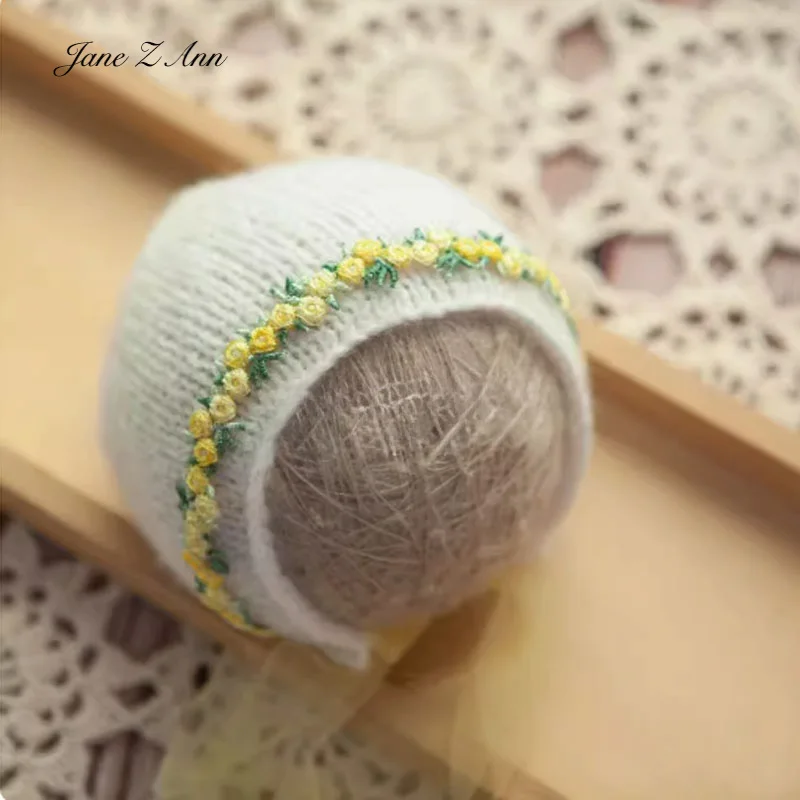 Newborn Photography Hat Lace Countryside Hat Baby infant  Photo props Knitted Flower Shaped bonnet