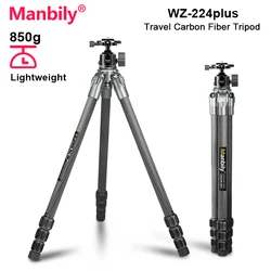 Manbily WZ-224Plus Lightweight Tripod Carbon Fiber Travel Tripods For Cameras Compact For DSLR Phone Max Load 10kg