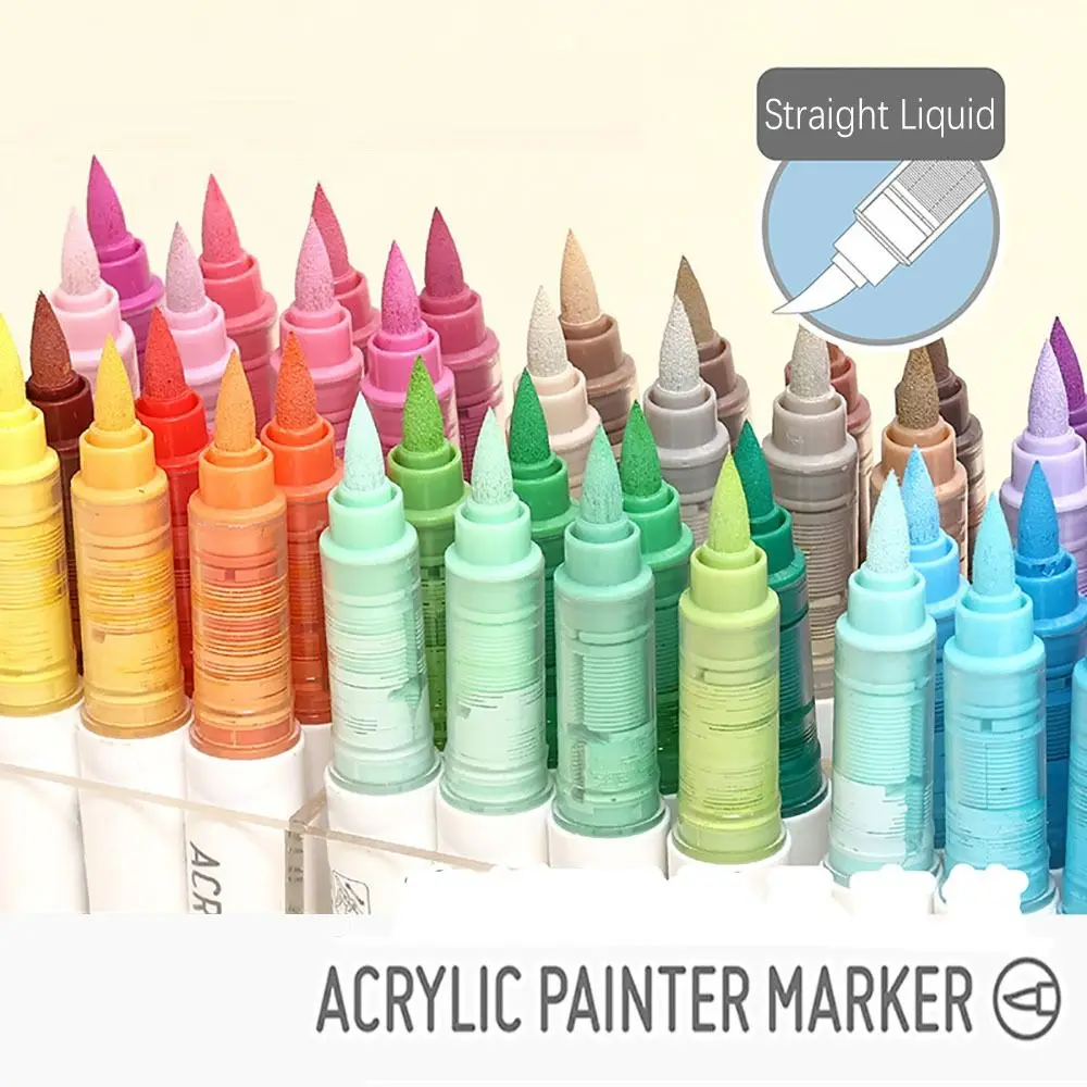 

9-Colors Acrylic Marker Pen Stackable Color Straight Liquid Colour Pen Art Stationery Quick Drying Art Watercolor Pen Drawing