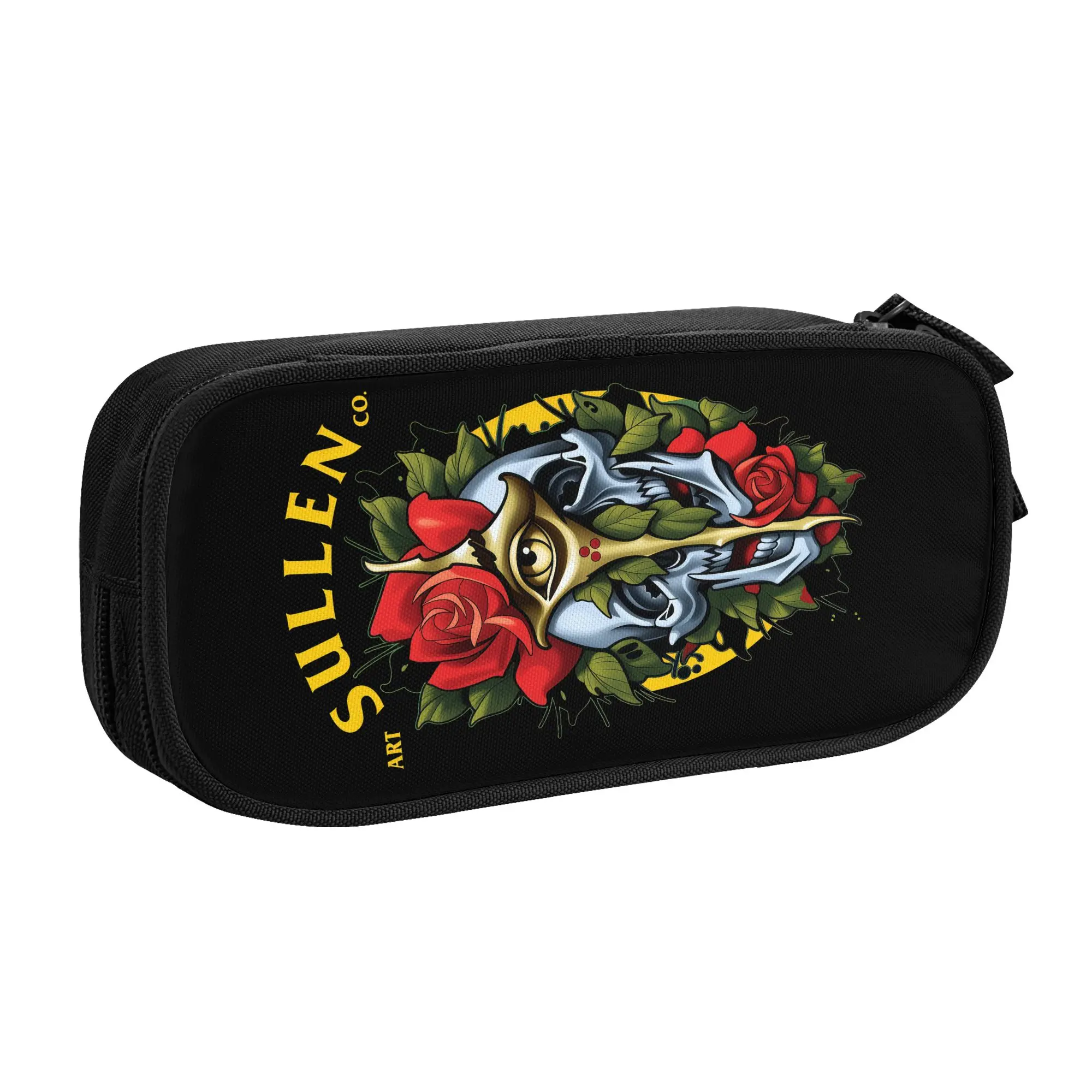 Cute Skull Sullen Golden Eye Pencil Case for Boys Girls Rock Band  Large Capacity Pen Box Bag School Accessories