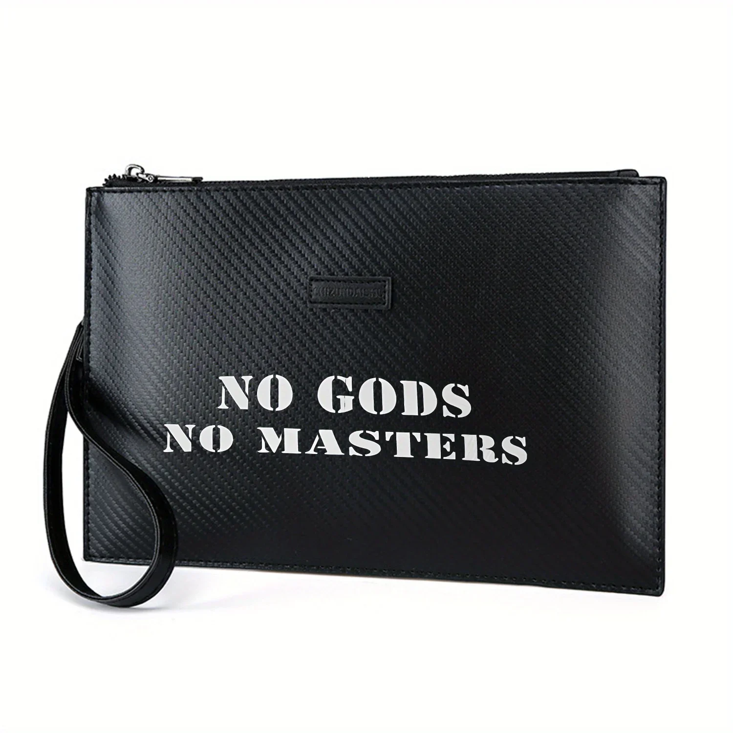 

Черная элегантная мужская сумка из искусственной кожи с принтом Words «NO GODS NO MASTERS», модная и практичная для повседневной носки