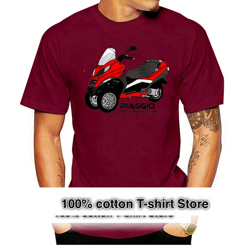 Piaggio Mp3 Font 1 White    Cotton 2024 Fashion T Shirt  White Piaggio For Men