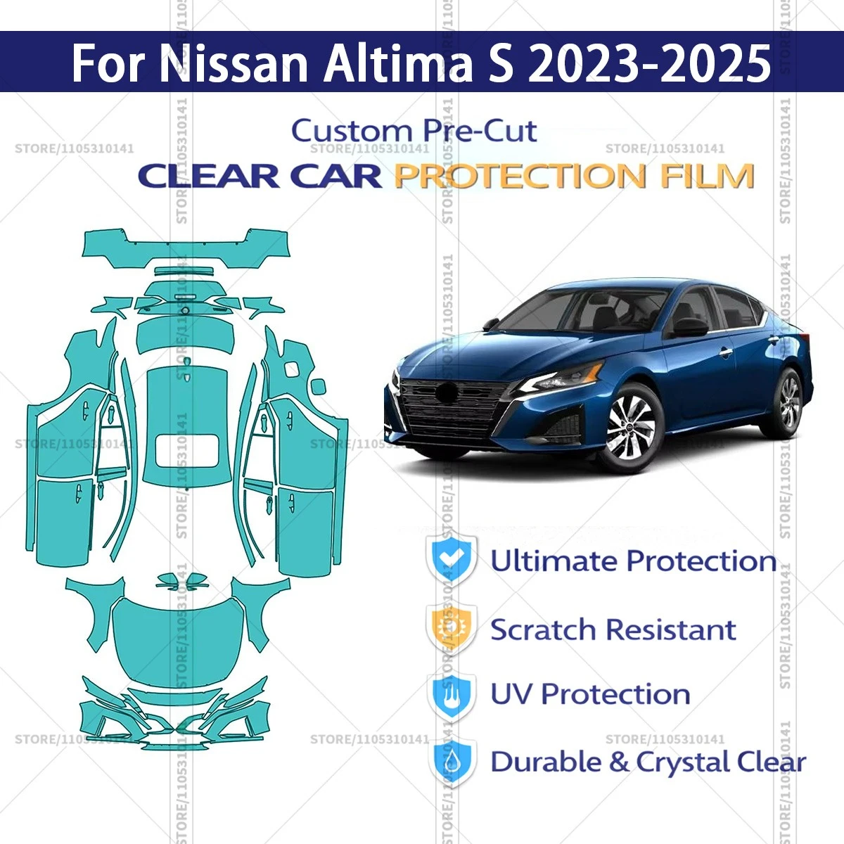 Pre-Cut Paint Protection Film PPF Transparent Car Film Professional Automotive PPF Full Vehicle For Nissan Altima S 2023-2025