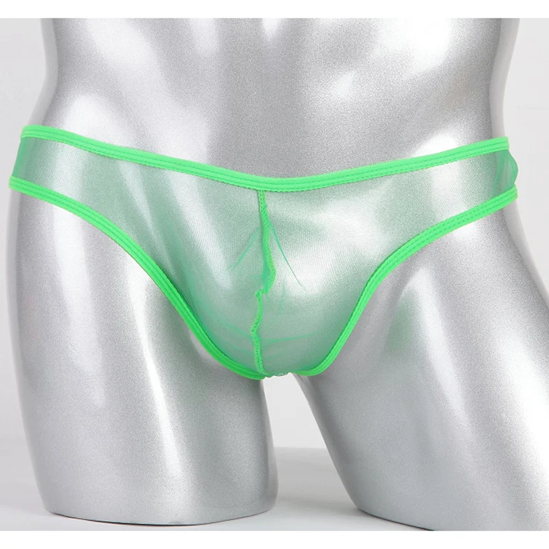 Men's Large Size Low Waist Mesh Briefs, Ultrathin Transparent Underwear, with U Convex Bag, Various Colors Available