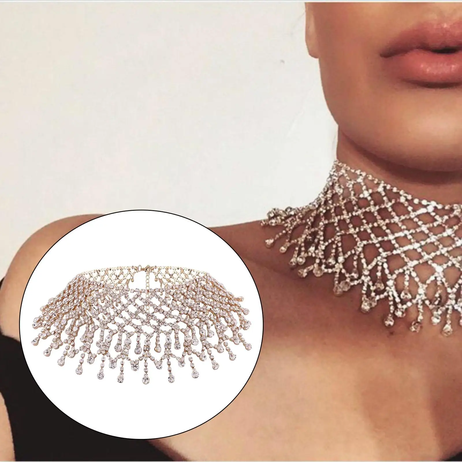 Tassel Necklace Choker Tassel Wide Choker Neck Chain Necklace For Men Women Choker Neck Jewelry Pendant for Festival Part 