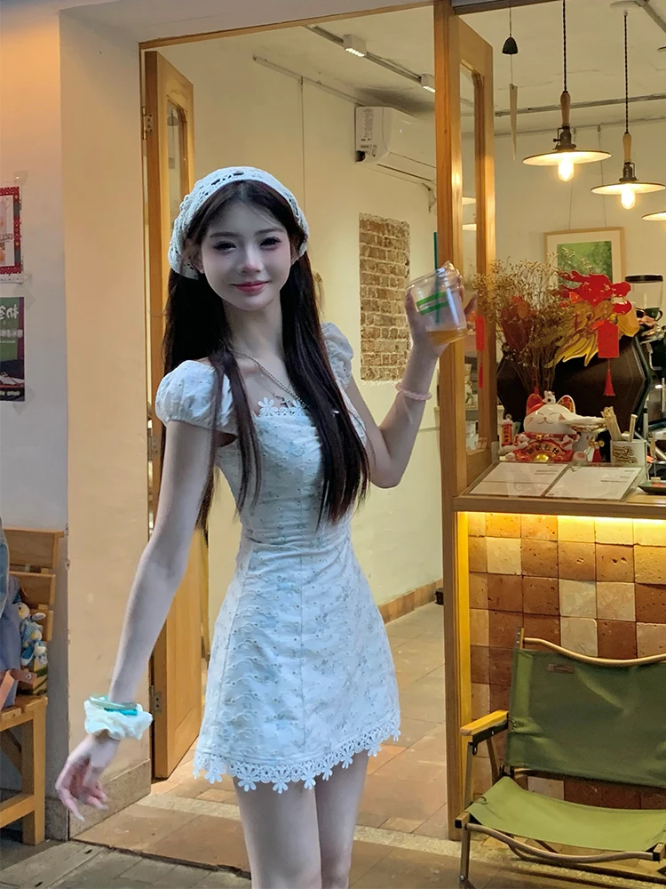 

Sweet And Spicy Lace Trim Design Sensual ort Dr Women's plus Size Pure Desire Sexy Slimming Square Collar Dr