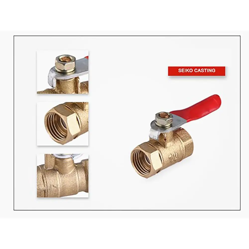 Pipe Fittings Ball Valve Joint Controller Red Handle Pneumatic Connector 1/8'' 1/2'' 1/4'' Female Male Thread Brass