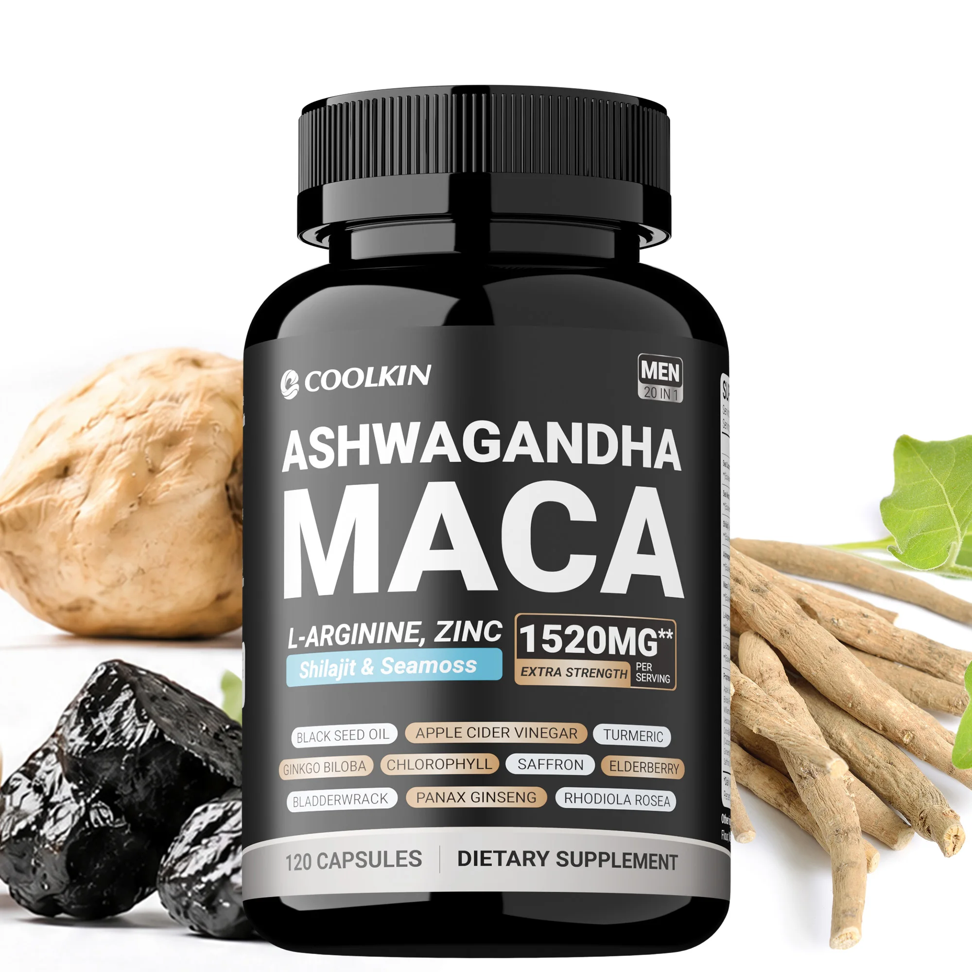 Ashwagandha & Maca Supplements - Calm Mood and Relaxation, Increase Muscle Strength and Recovery, Improve Energy and Endurance