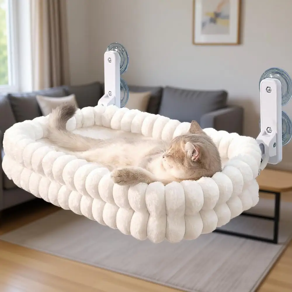 

Гамак-лежанка для кошек на окно с двусторонней подушкой, складная кровать для крупных кошек и котят, белый, средний размер