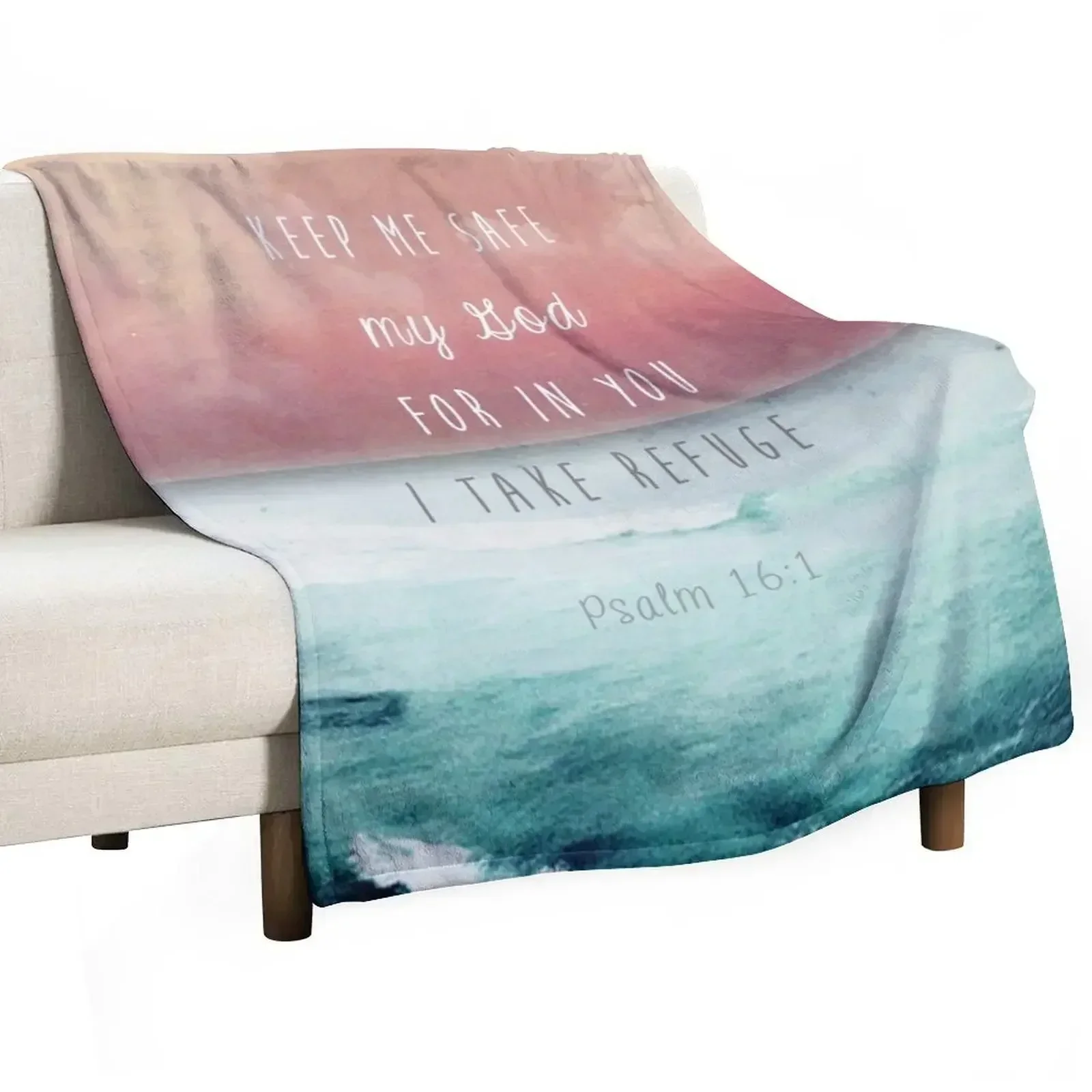 Psalm 16:1 - Refuge Throw Blanket Picnic Summer Beddings Single Beach Moving Decorative Sofa Blankets