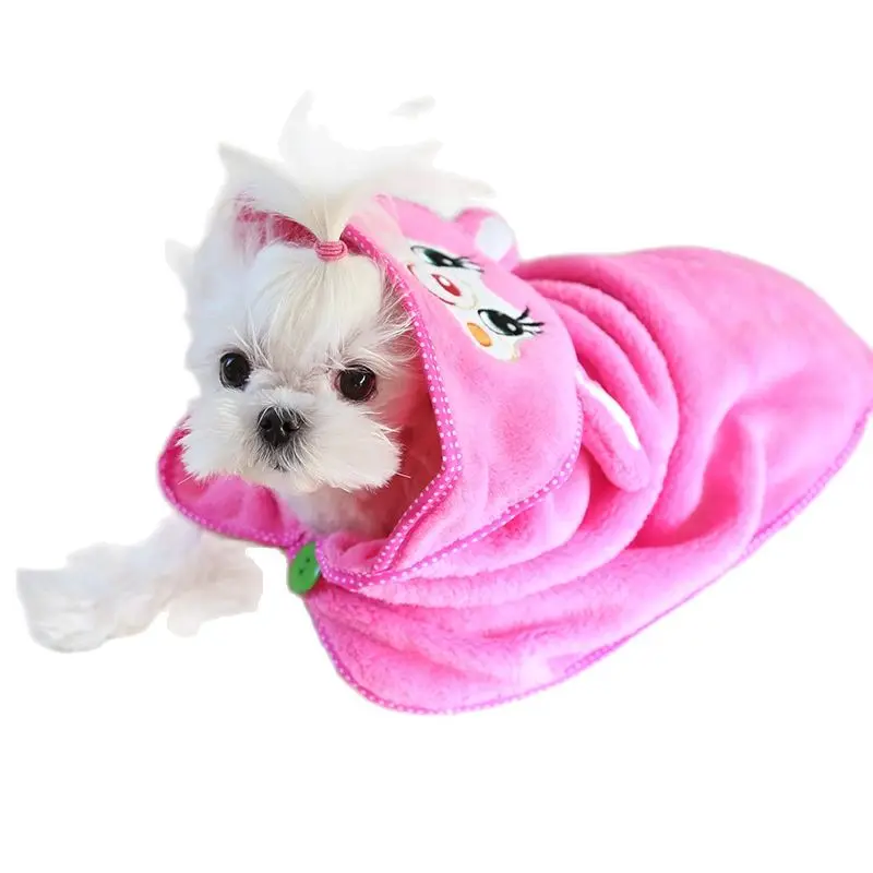 Lindo perro gato baño Sudadera con capucha capa toalla Albornoz para mascotas pijamas de interior de lana suave Manta Mascotas Chihuahua Yorkshire manta productos
