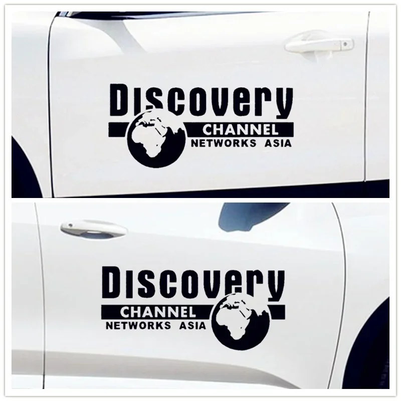 Car Stickers 2PCS Discovery Channel Networks Asia Decorative Accessories Creative Sunscreen Waterproof PVC.50CM*23CM