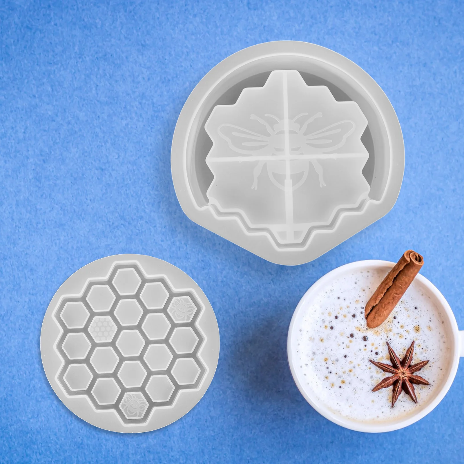 

1Set Silicone Honeycomb Coaster Set Non Slip Heat Resistant Coaster Holder for Drinks Beverage Mugs Silicone Coasters