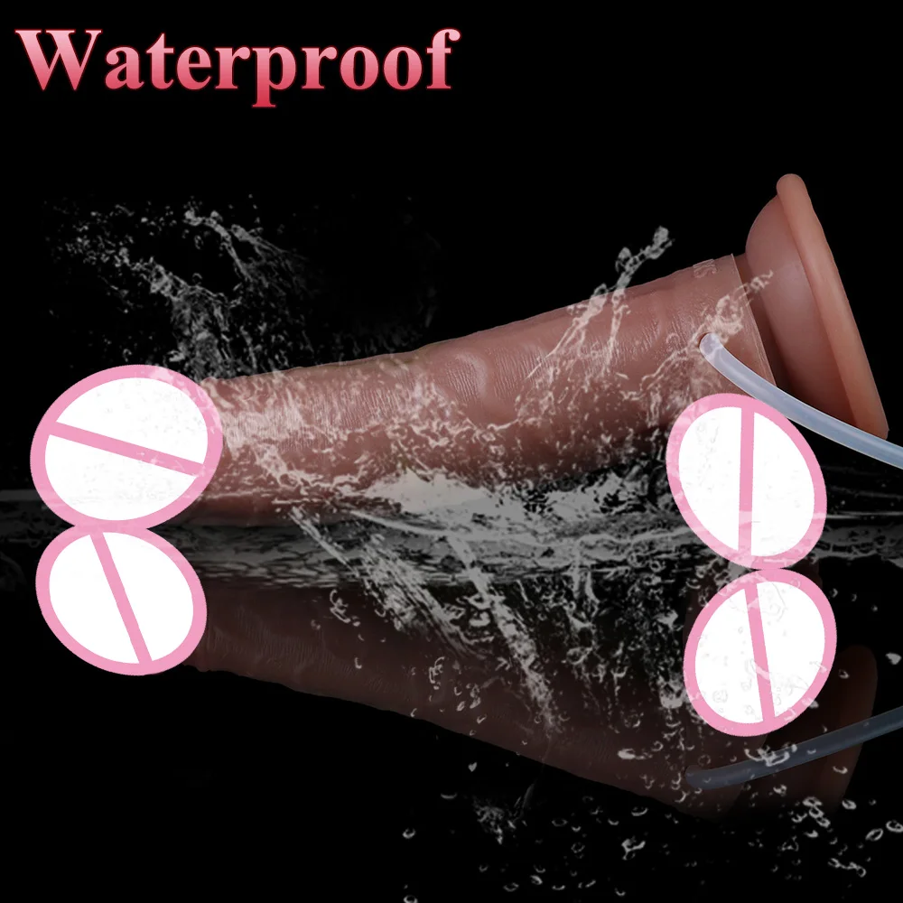 SMMQ Realistic Skin Feeling Penis Squirting Dildo With Suction Cup Thick Anal Plug Vaginal Stimulation Erotic Toys For Women