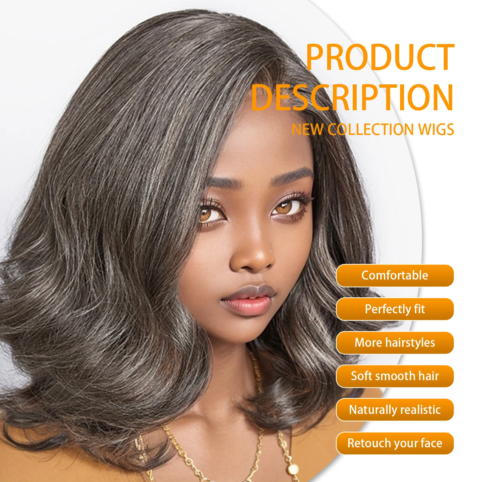 Salt And Peppe Short Bob 5x5 Pre Plucked Lace Closure Wig Natural Wave Gray Brazilian Human Hair Lace Front Wig For Black Women