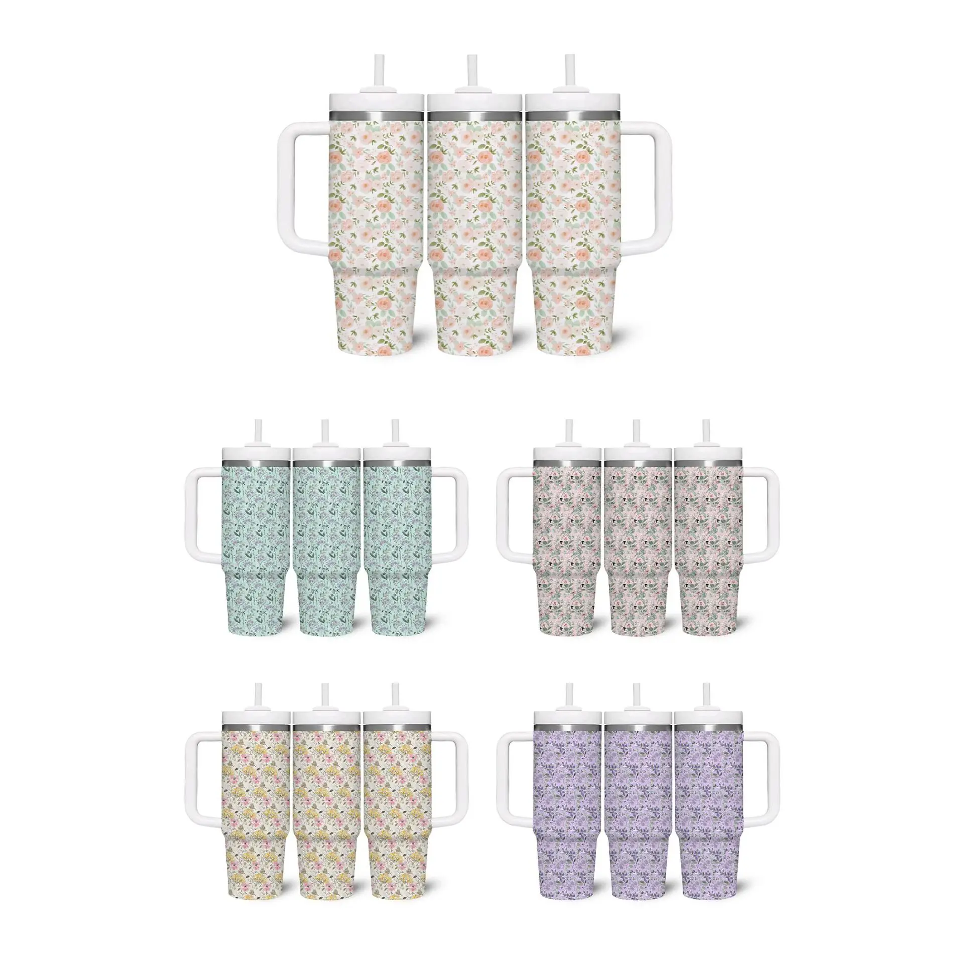 2025 الجيل الثاني الجديد 40oz كوب ماء من القش عالي القيمة كوب ثلج على شكل زهرة 304 كوب معزول من الفولاذ المقاوم للصدأ. هدية عظيمة