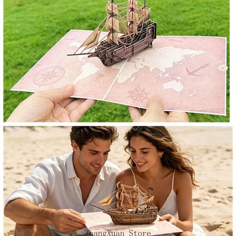 Stilvolle Dankeskarte mit Segelbooten für Hochzeiten, Geburtstage, Partys, Grußkarte mit Umschlag für unvergessliche Anlässe, 3 – Detail 10