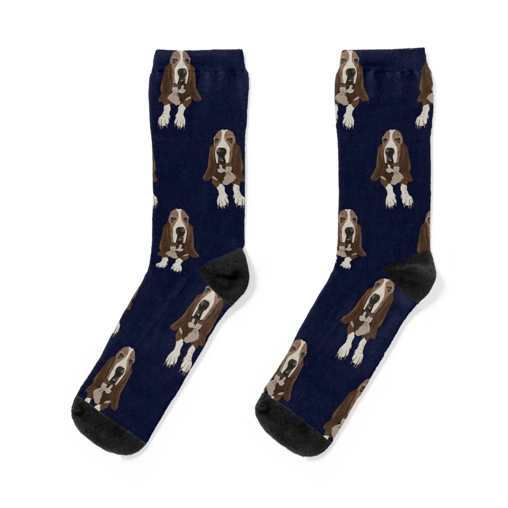 

Basset Hound Vector Art Socks Soccer loose professional running custom Socks Women Men's