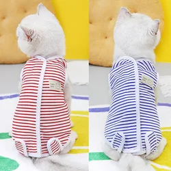 Stripped Cat Dog Pajamas Onesie Girls Pet Surgical Gown Clothes Puppy Kitten Wrapped Belly Jumpsuit Pajamas For Small Dogs Yorks