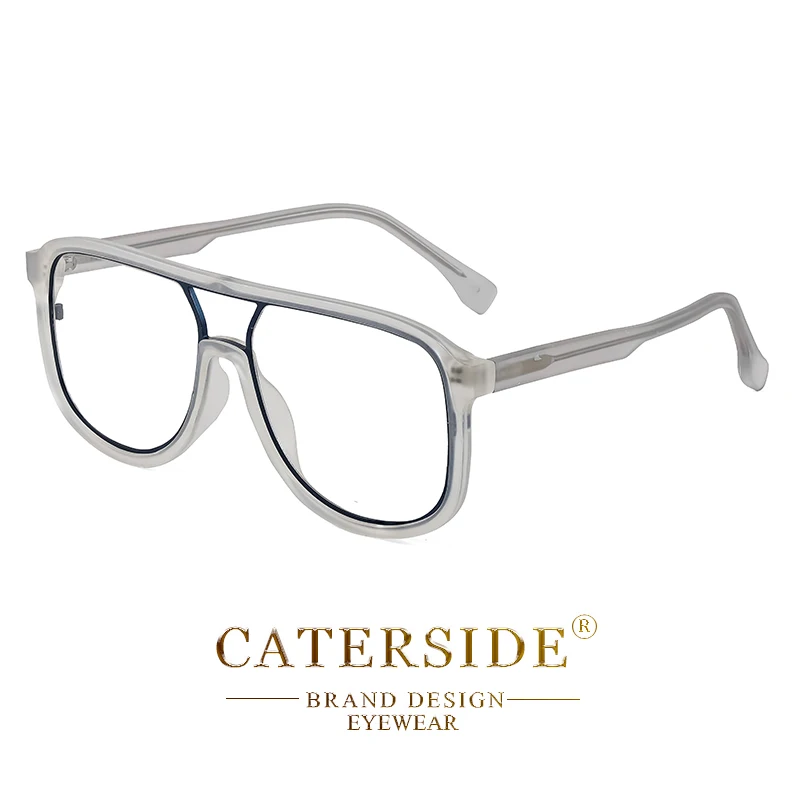 CATERSIDE Anti Blaues Licht Gläser für Männer Retro Große TR + Metall Rahmen Frauen Brillen Flache Top Doppel Brücke Punk marke Brillen – Detail 16