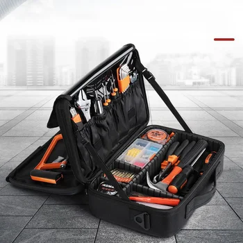 Kit profesional Oxford portátil de 3 etapas para electricista, bolsa de almacenamiento con bolsillo, organizador de maquillaje colgante, Hardware