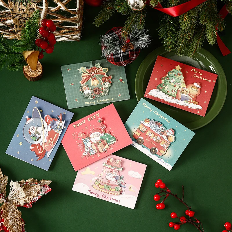 1-100PCS 3D Weihnachten Grußkarte Kreative Mini Pop Up Karte für Floristen Backen Geschenke Weihnachten Urlaub partei Liefert