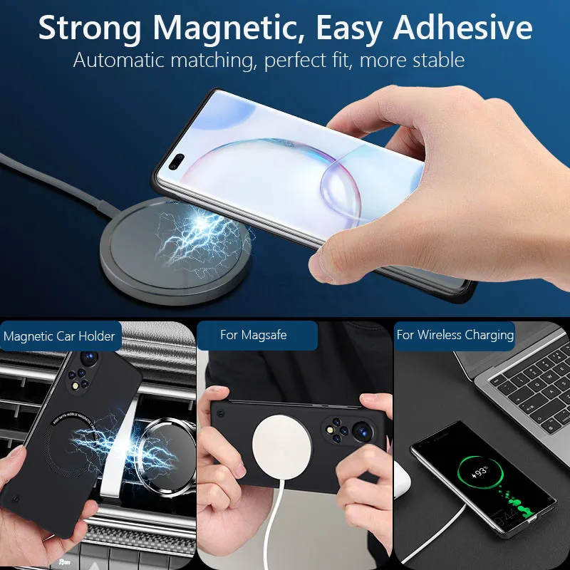 Frameless Magnetic For Magsafe Slim Case For Honor 50 Honor50 Pro SE Wireless Charging Hard Back Cover