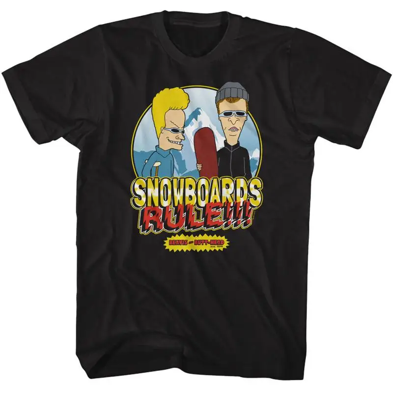 MTV Classic Cartoon Beavis And Butthead Mountain Snowboards Rule Men's T Shirt
